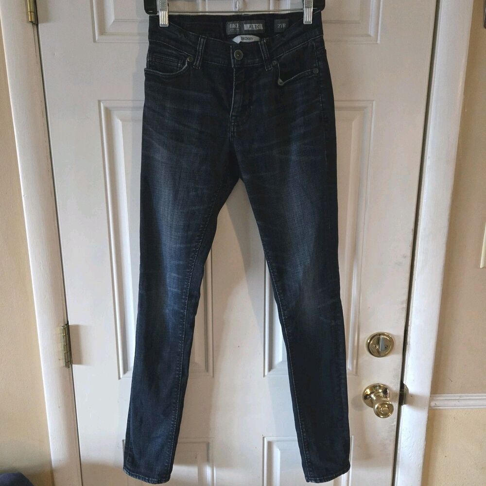 BKE Buckle Alec Skinny Jeans Mens 27R Whiskered Dark Wash Denim (28x32) EUC